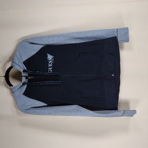 Y2K Guess Los Angeles Black Gray Streetwear Casual Everyday Hooded Zip Up Jacket